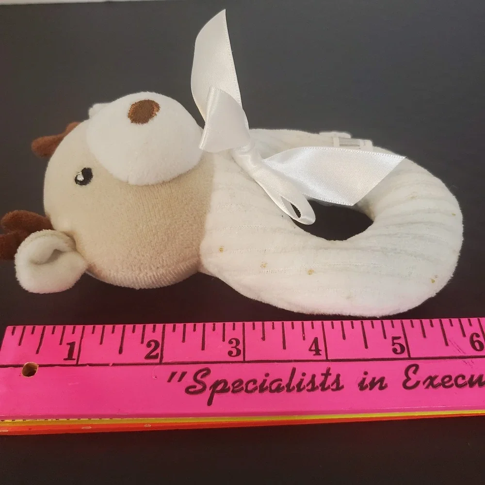 Bloomin' Baby Plush Reindeer Soft Rattle Grabber White 6